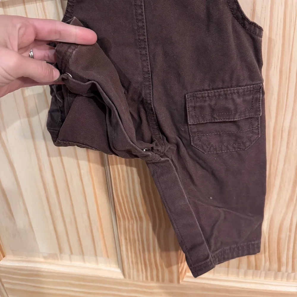 OshKosh Bgosh Baby Boys Brown Canvas All Star Kicker‎ Bear Overalls 3 Months